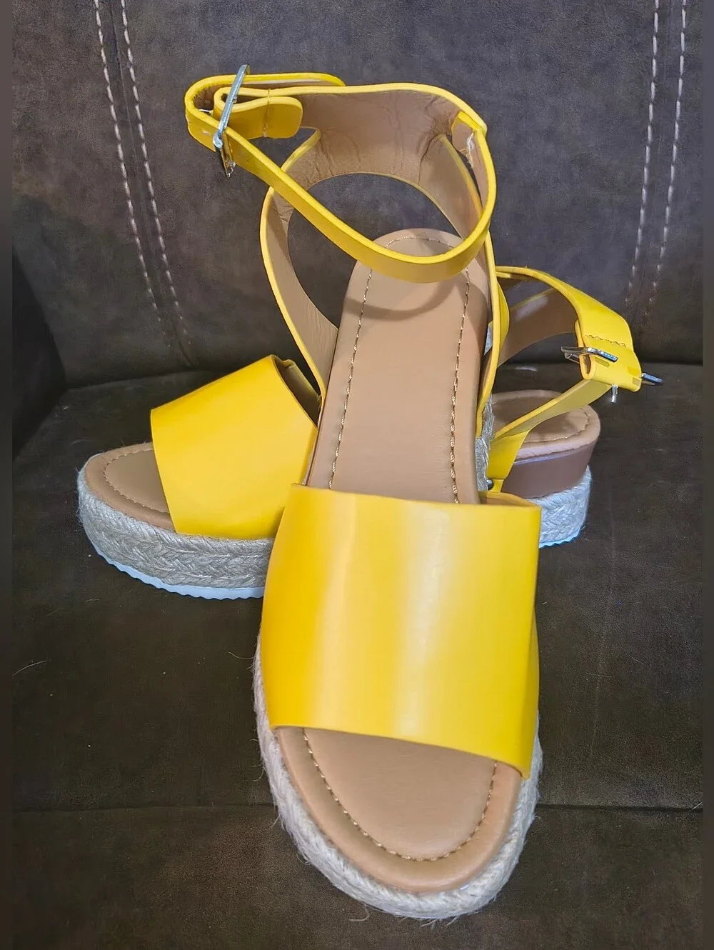 Sunshine Yellow Espadrille Ankle-Strap Sandals